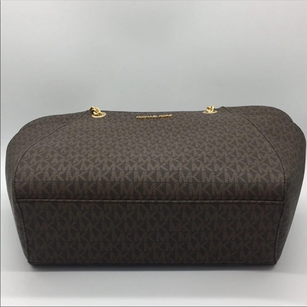 MICHAEL KORS LG CHAIN SHLDR TOTE BROWN NWT